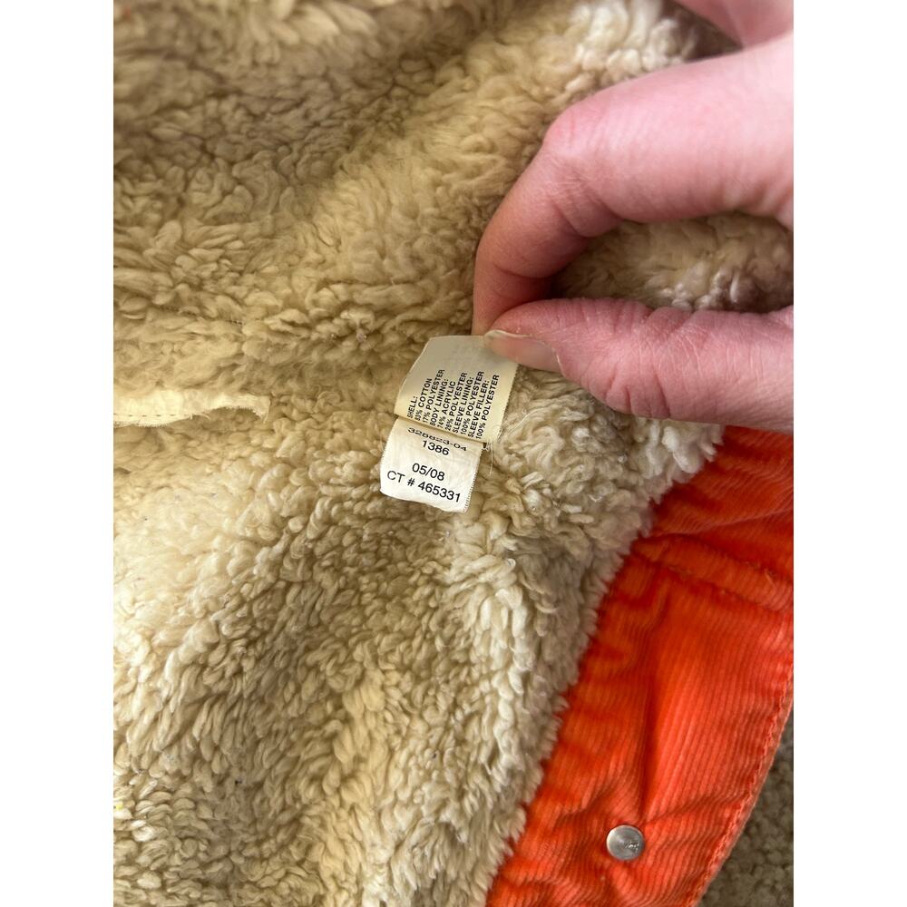 Vintage Y2K GAP Orange Corduroy Sherpa Lined Trucker Jacket Women's XL Grunge - Picture 11 of 14